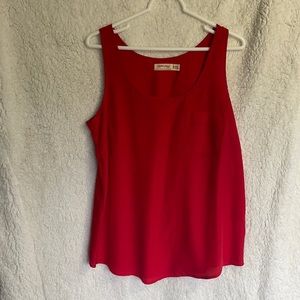 Red semi shear tank top